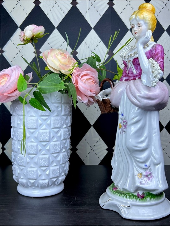 Vintage Other - Large Victorian Lady 14” Porcelain Figurine Rococo Style 14 Inch Statue Vintage